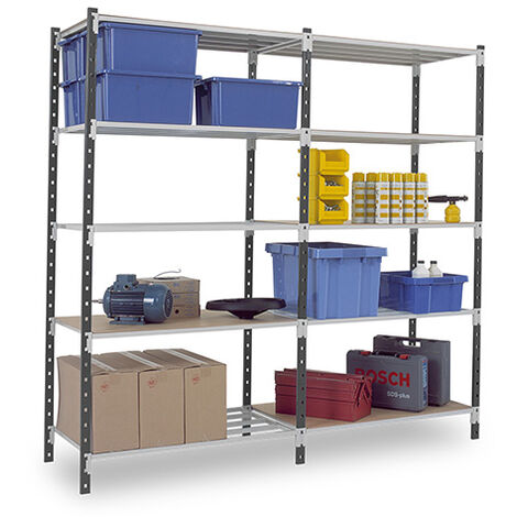 Rayonnage d'atelier 5 nivx - Élément suivant - 2000x1000x600mm - 230kg/niv - Utilisable uniquement avec un module de départ - RAYFLI/1050/5N/S (1/5)