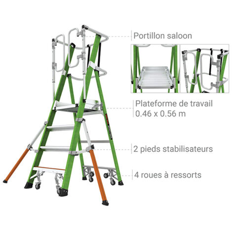 Echelle isolante 4 marches - Hauteur max. de travail 3.15m - LIG-19704