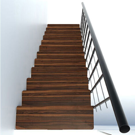 Escalier droit 13 marches - Hauteur à franchir 2.41 à 3.12m - Largeur 80cm - Structure noire et marche noyer - COMFO80/I/NN-13