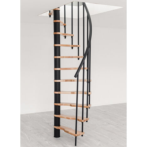 Escalier colimaçon 9 marches - Hauteur à franchir 1.90 à 2.35m - Gris et hêtre - Diamètre 120cm - SUON120/GH-9