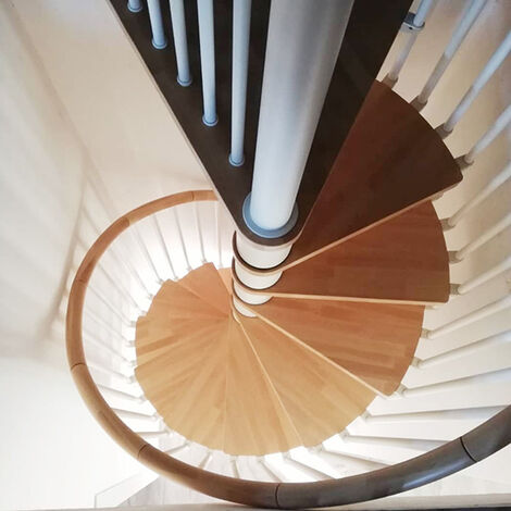 Escalier colimaçon 13 marches - Hauteur à franchir 2.67 à 3.12m - Ø140cm - Structure anthracite et marches noyer - Trémie ronde - PHOLA140/SAMNOY-13