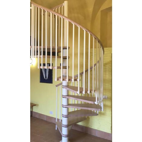 Escalier colimaçon 12 marches - Hauteur à franchir 2.46 à 2.88m - Ø 120cm - Trémie ronde - Structure anthracite et marches noyer - PHOLA120/SAMNOY-12