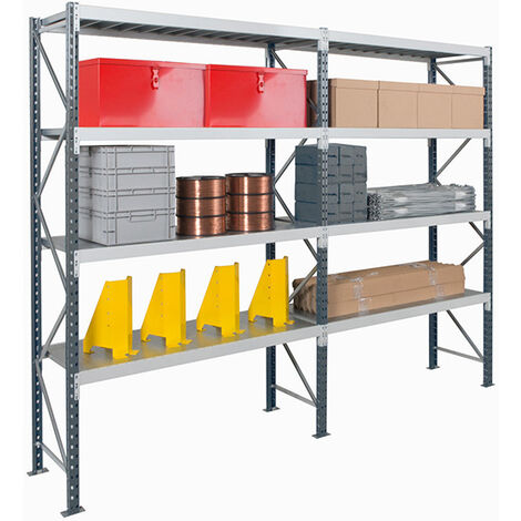 Rayonnage mi lourd 4 nivx - Élément suivant - 2000x1800x800mm - 560kg/niv - Utilisable uniquement avec un module de départ - RAYOMLT/4N/1580/S1 (1/4)