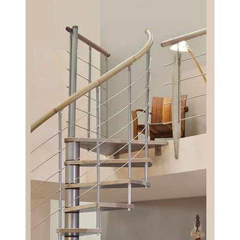 Escalier colimaçon 12 marches - Ø 160cm - Hauteur à franchir 2.34 à 2.82m - Noir et hêtre - VENE160/NH-12
