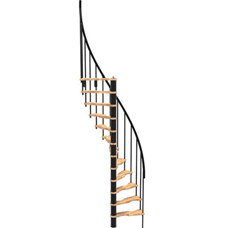 Escalier colimaçon 11 marches - Hauteur à franchir 2.28 à 2.82m - Noir et hêtre - Diamètre 140cm - SUON140/NH-11