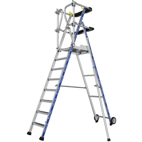 Tubesca Comabi – Escabeau PIRL 8 marches – Hauteur max. de travail 3.87m – Plateforme antidérapante en aluminium – 2272918