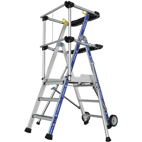 Tubesca Comabi – Plateforme échafaudage confort 3 marches – Hauteur de travail 2,73 m – Charge maximale 150 kg – Aluminium léger et robuste