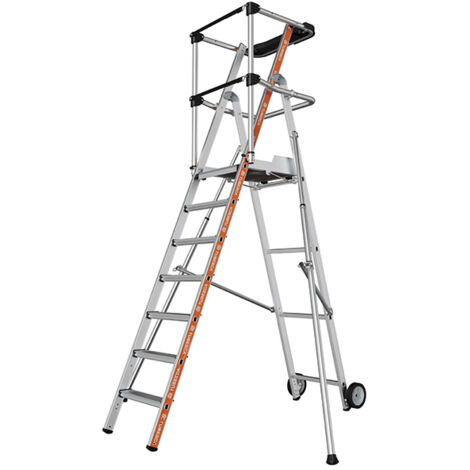 Tubesca Comabi – Escabeau PIRL 7 marches – Hauteur de travail 3,63 m – Charge maximale 150 kg – Structure aluminium légère – 2274107