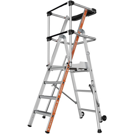 Tubesca Comabi – Escabeau PIRL 4 marches – Hauteur de travail 2,94 m – Aluminium léger – Charge maximale 150 kg – 2274104