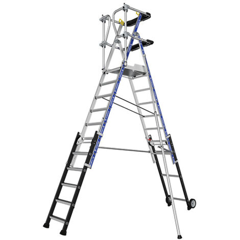Tubesca Comabi – Échafaudage télescopique 8 à 11 marches – Hauteur max. de travail 4.50m – Charge maximale 150kg – Aluminium antidérapant – 2272963