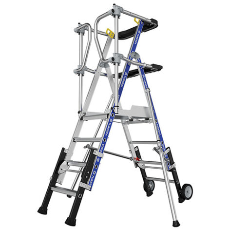 Tubesca Comabi – Escabeau télescopique 3 à 4 marches – Hauteur de travail max 2.95m – Capacité 25kg – Pour chantiers intérieurs et extérieurs – 2272960
