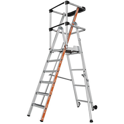 Tubesca Comabi – Escabeau PIRL 6 marches – Hauteur de travail 3,40 m – Structure aluminium durable – Marches antidérapantes – 2274106