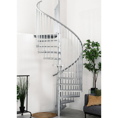 Escalier colimaçon extérieur 14 marches - Hauteur à franchir 2,66 à 3,29m - Diamètre 1.60m - RONDOZINK160-S-14