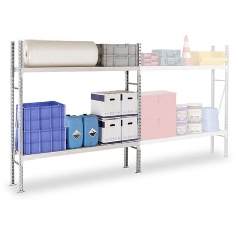 Rayonnage mi lourd 2 nivx - Élément suivant - 2000x1500x500mm - 354kg/niv - Utilisable uniquement avec un module de départ - RAYOML/2N/20125/S2 (1/5)