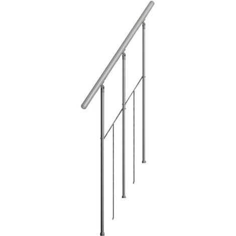 Escalier droit extérieur 3 marches - Hauteur à franchir 0,56 à 0,68m - Structure grise et marche grise - SUNSTEP-3