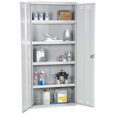 Matisère – Armoire de jardin phytosanitaire 12L – 4 étagères réglables – Fermeture sécurisée – Acier RAL 7035 – 4010071520