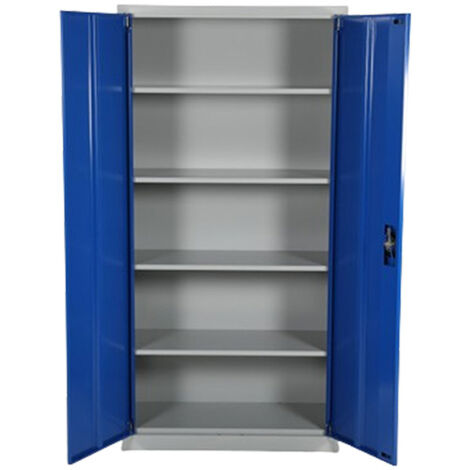 Matisère – Armoire d'atelier acier laqué 4 étagères réglables 70 kg – Couleur bleu RAL 5010 – Verrou à clés 3 points – 4010571601