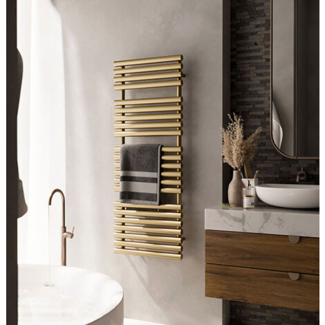 Radiateur Sèche-serviettes électrique Elna Gold Mini – 35W, Acier Inox Doré, Compact 205x530 Mm