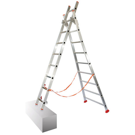 Echelle transformable 2x8 barreaux - Longueur déployée 3.70m - Sol plat ou escalier - ATL230-2 (1/4)