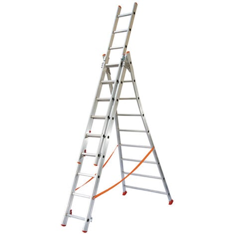 Echelle transformable 3x12 barreaux - Longueur déployée 7,90m - Sol plat ou escalier - ATL350-3