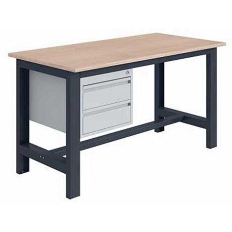 Établi pour atelier avec 2 tiroirs - Dim 1500x750x840mm - Gris anthracite RAL7016 - W010010672-GA (1/5)