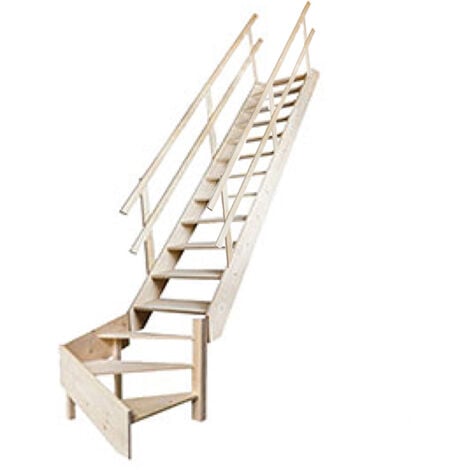 Escalier de meunier 16 marches - Quart tournant à droite avec double main-courante - Hauteur à franchir 3,57m max - MSS-MSW-R/2MC