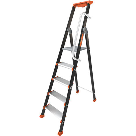 Tubesca Comabi – Escabeau pro 5 marches avec rampe – Hauteur de travail max 3.12m – Patins antidérapants pour stabilité – 2375815MC (1/5)