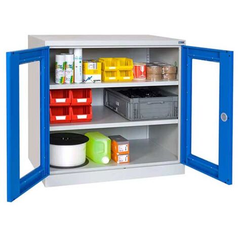 Armoire d'atelier à portes transparentes grises - Dim 1000x500x1000mm - Gris RAL 7035 - W030050001-GCGC (1/4)