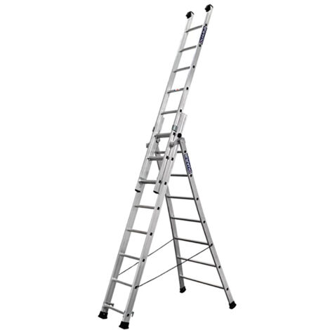 Echelle transformable 8+2x8 barreaux - Longueur déployée 6.15m - Sol plat ou escalier - 630309