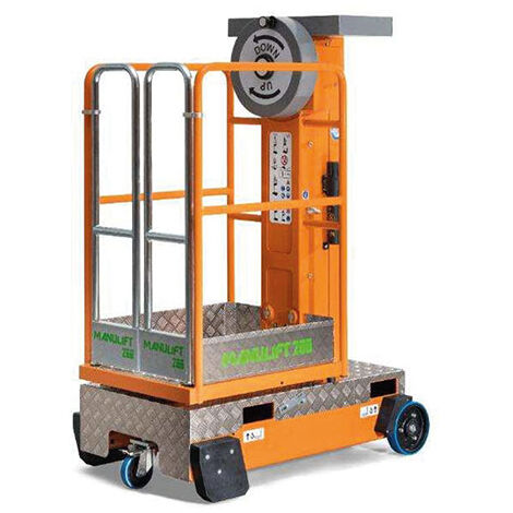 Matisère – Nacelle élévatrice semi-électrique 4,00m de hauteur de travail – Charge max. 250kg – Longueur 1,16m – Largeur 76cm – MANUFLIT200