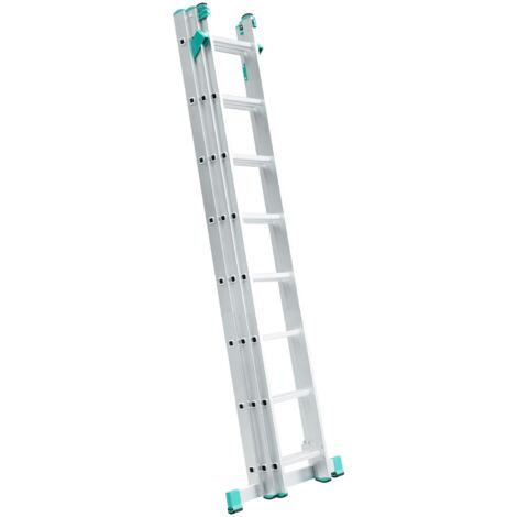 Alve – Échelle transformable 3 plans 3x8 barreaux – Longueur max. 5,13m – Charge maximale 150 kg – Pieds renforcés et barreaux antidérapants