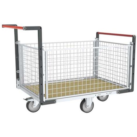 Chariot grillagé 4 côtés - Plateau 1075x710mm - Roues losange - Charge max 500kg - 806724745 (1/3)