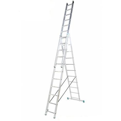 Alve – Échelle transformable 3 plans 3x10 barreaux – Longueur max 6,26 m – Charge maximale 150 kg – Aluminium avec plateforme en acier