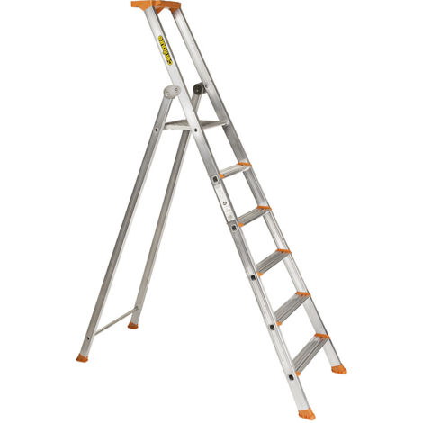 Escabeau alu 6 marches - Hauteur max travail 3,35m - 609206-54