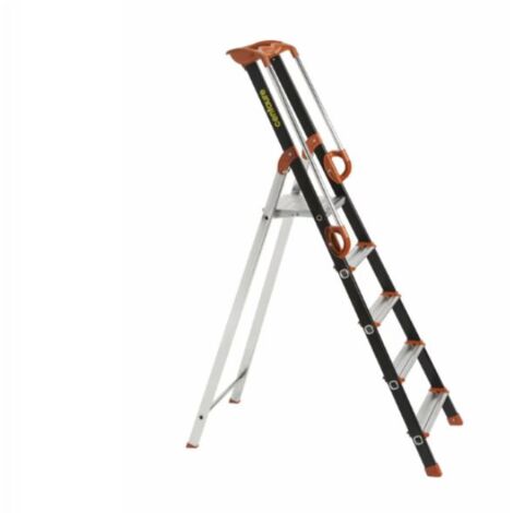 Centaure – Escabeau alu 5 marches 239205 – Hauteur de travail max 3,00 m – Charge max 150 kg – Patins antidérapants pour sécurité