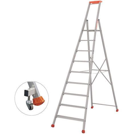 Tubesca Comabi – Escabeau 9 marches – Hauteur de travail max. 3,98m – Plateforme antidérapante 0,28 x 0,25m – Charge max. 10kg – 2370009R