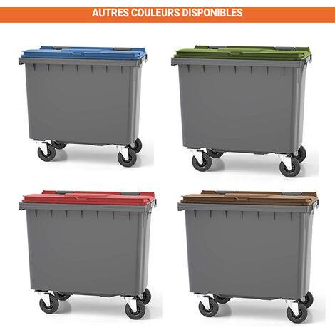 Conteneur poubelle métallique 660 litres couvercle renforcé
