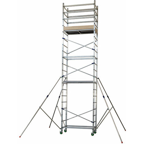Matisère – Échafaudage aluminium 6,20m – Hauteur de travail max 6,20m – 4 roues avec freins – AL620