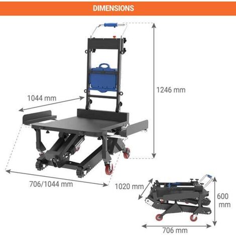 DEUBA Diable D'Escalier Pliable Réglable - Charge Max 200kg, 6 Roues, Chariot De Déménagement Robuste