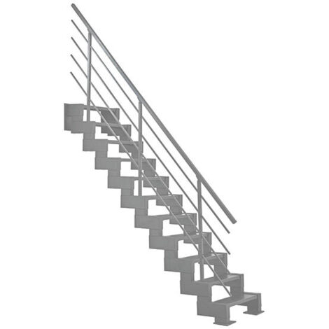 Escalier droit métal 9 marches - Hauteur à franchir 2,08 à 2,50m - Largeur 56cm - Hauteur réglable - M-MINI/I/SNMGRI-9