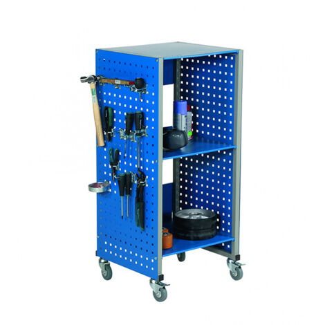 Chariot de rangement mobile perforé - 2 étagères - Dimensions : 490x445x1080mm - 4033074010 (1/3)