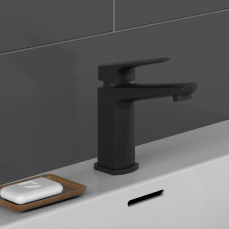 Mitigeur lavabo noir mat - Robinet monocommande - Poignée centrale - MIT/RAV/N (1/5)