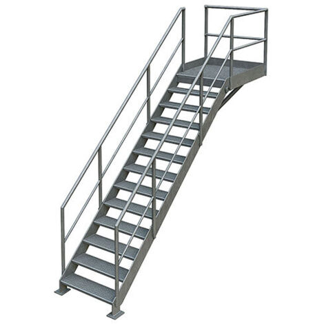 Matisère – Escalier droit acier galvanisé 12 marches – Hauteur à franchir 2,40 m – Largeur 0,80 m – Résistance intempéries – ETAGL0012