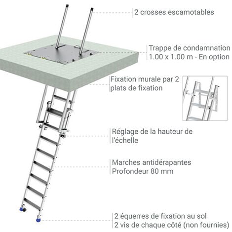 Echelle d'accès skydome réglable de 2.26 à 3.01m - MAD3SKD
