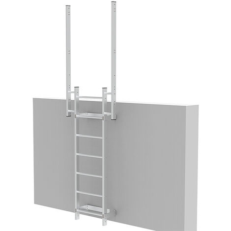 Echelle fixe sans crinoline de 1.75m avec sortie et 2 pattes de fixation en U - CS/FSC/175