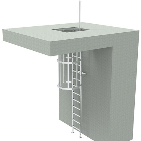 Echelle à crinoline de 3.50m avec crosse pour sortie sous plafond ou skydome - CS/SD-350