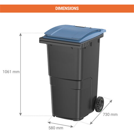 Conteneur poubelle 240 litres à préhension frontale couvercle