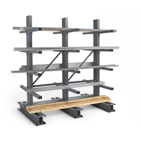 Rack cantilever 4 niveaux 2 cotés - Module de départ : 2500x1000x800mm - RAYCAN/4N/2C/80/D