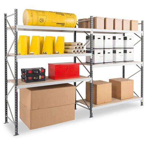Rayonnage mi lourd 5 nivx - Élément suivant - 3000x2500x800mm - 419kg/niv - Utilisable uniquement avec un module de départ - RAYML/5N/2080/S1 (1/5)