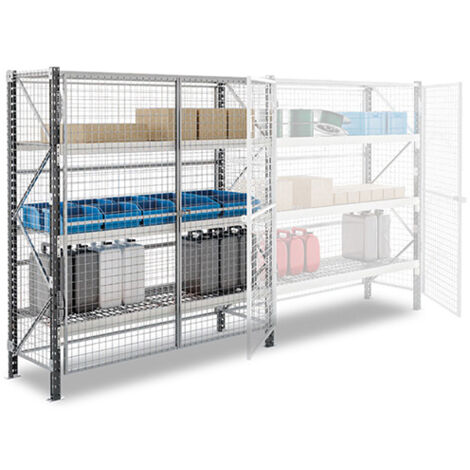 Rayonnage grillagé et verouillable - 3 niveaux - Module de départ - 2500x1800x600mm - RAYGRIL/3N/2560/D (1/4)